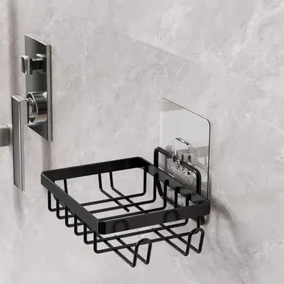 Black Stainless Steel Bathroom Soap Caddy with Suction Mount