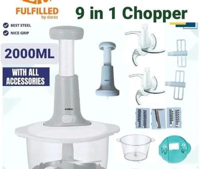 9 in 1 Manual Food Chopper with Accessories 2000ML
