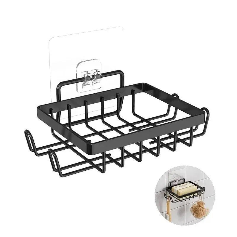 Black Stainless Steel Bathroom Soap Caddy with Suction Mount