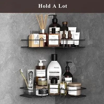 Bathroom Corner Rack Stainless Steel Black Organizer
