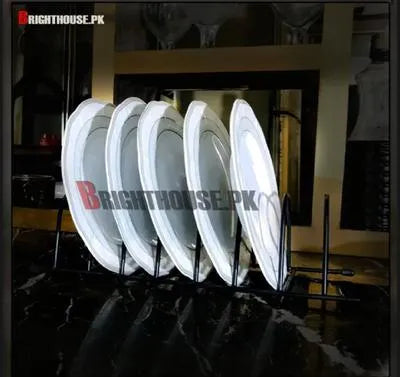 Iron Kitchen Plate Rack Black Holds 7 Plates