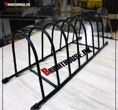 Iron Kitchen Plate Rack Black Holds 7 Plates
